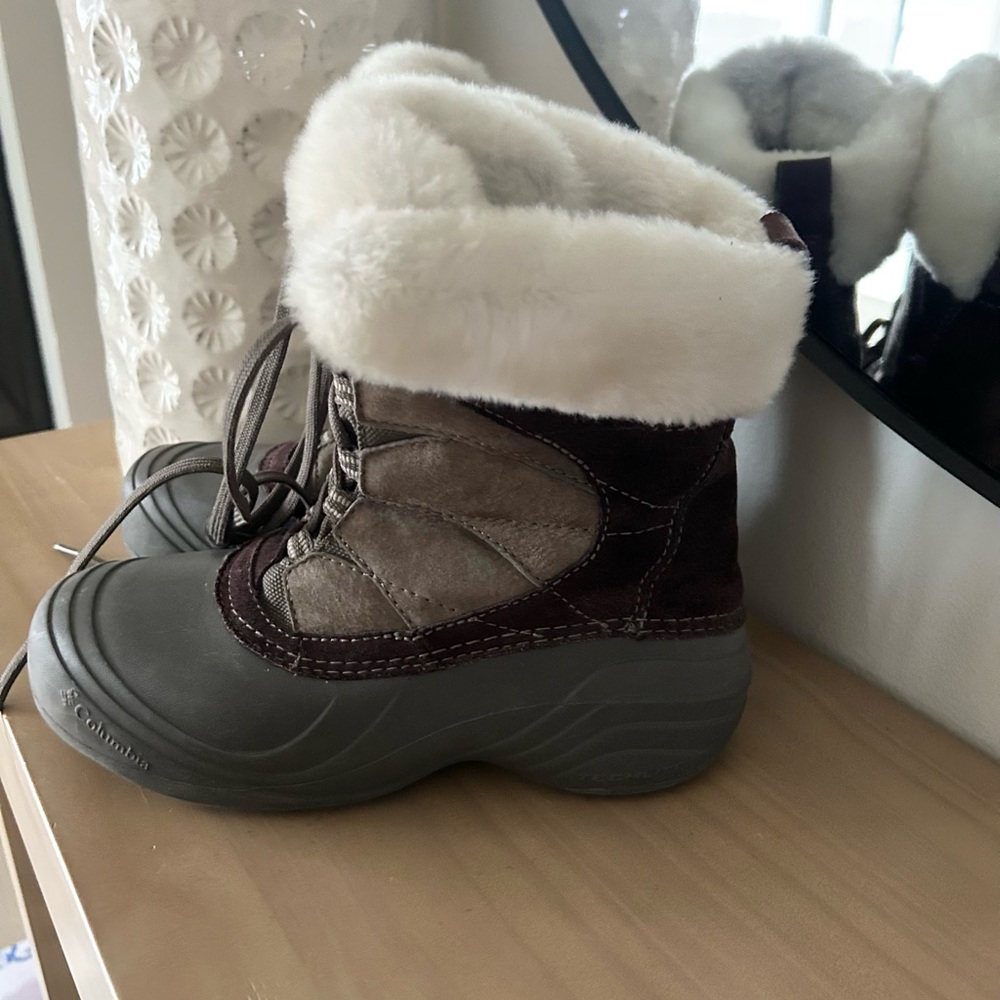 Columbia Sierra Summette Womens 6.5 Brown Winter Boots Suede Faux Fur 6 1/2